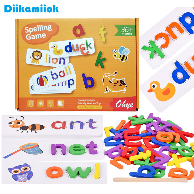 Kids Educational Games Learn English - 52 шт., деревянные развивающие игрушки с