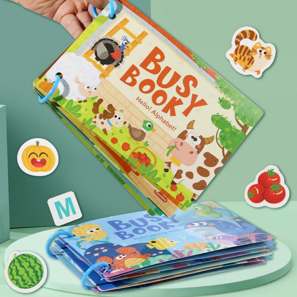 Kids Educational Games Learn English - Бизи-книжка-наклейка, тихая книга для детей, Монтессори,